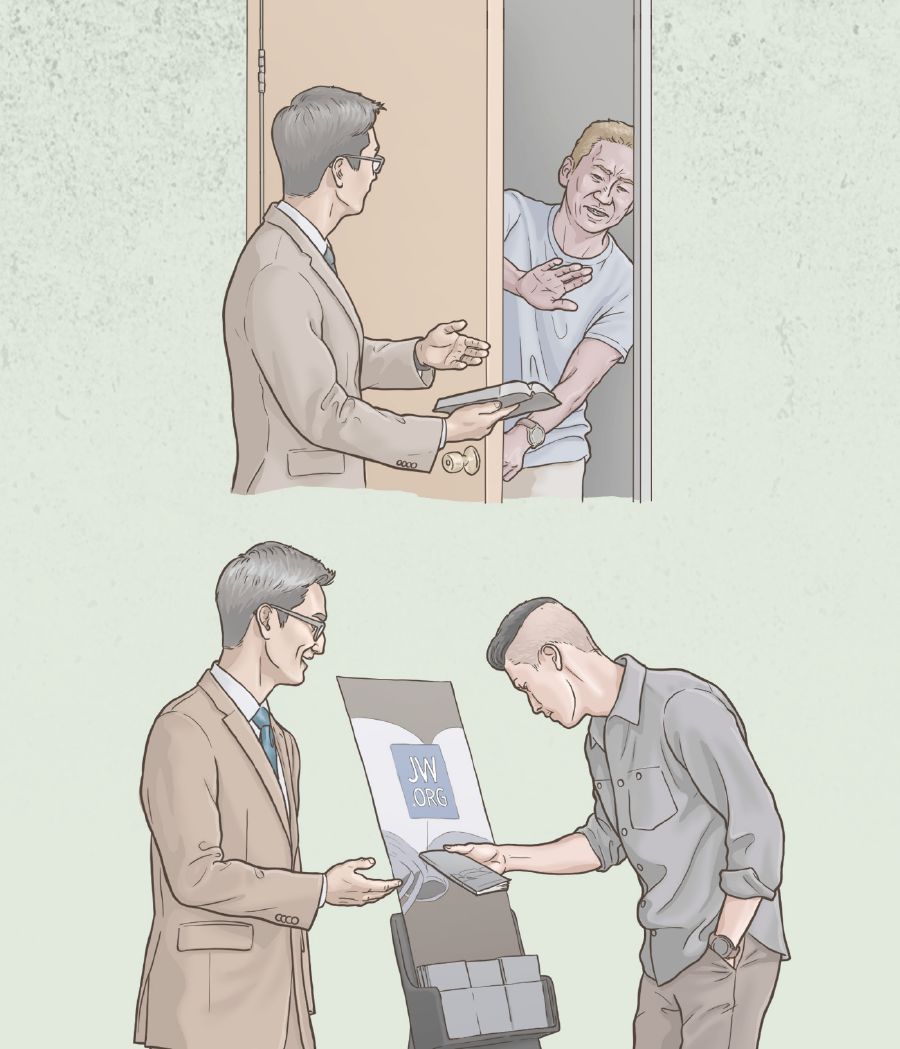 A brother faces opposition in the door-to-door ministry, but later gets a response when he does public witnessing