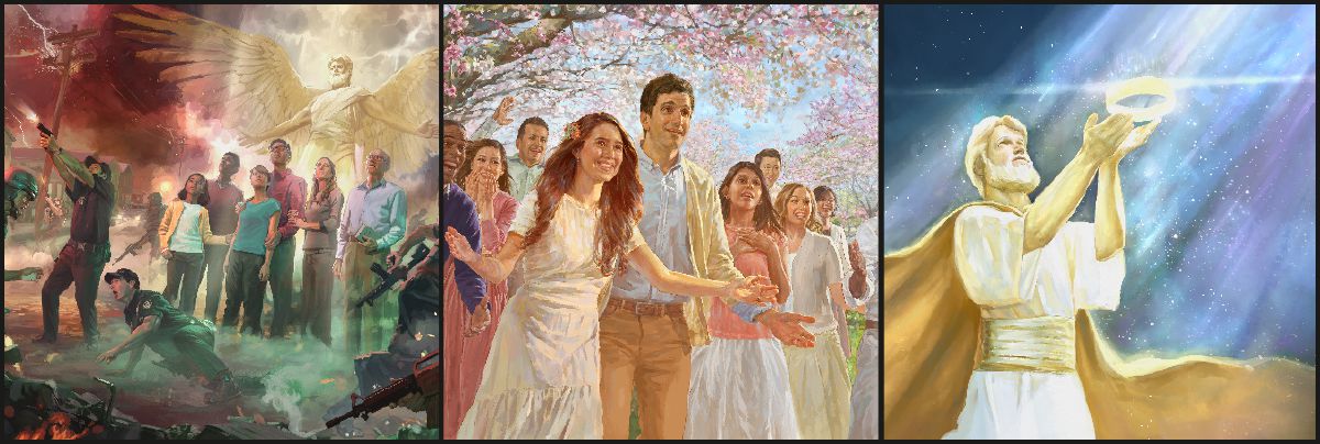 A-ange ti Jéhovah ayeke bata azo ti lo na ngoi ti kota ye ti vundu; azo na yâ ti Paradis; Jésus azi couronne ti lo na li ti lo na lo kiri na Royaume ni na Jéhovah Nzapa