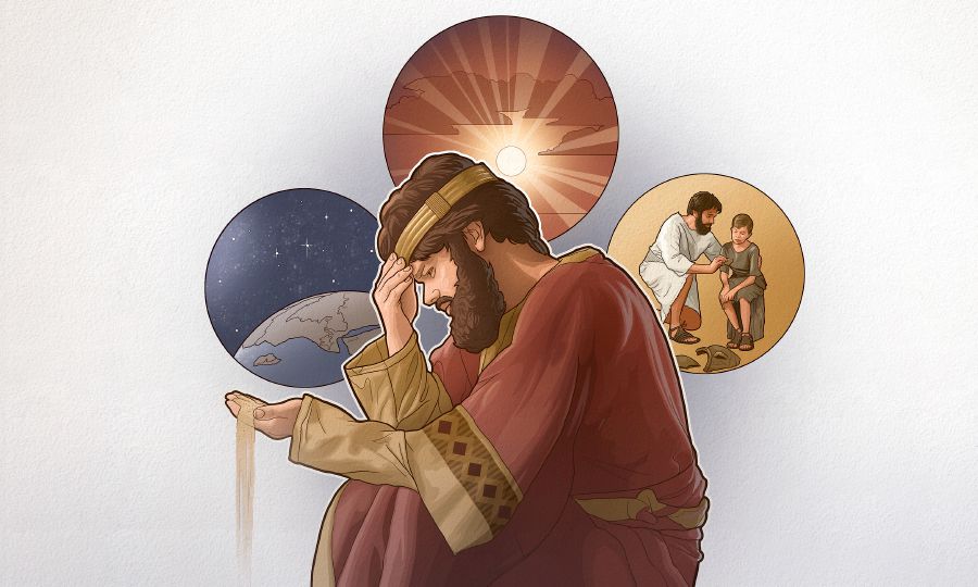 දූවිලි අතේ තියන් ඉන්න මිනිසෙක් තරු පිරි අහසත්, ඉරත්, තාත්තා කෙනෙක්ට තමන්ගේ පුතා ගැන ඇති වෙන අනුකම්පාවත් ගැන හිතමින්