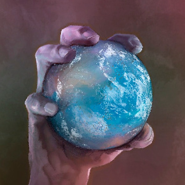 Roka, ki objema planet Zemljo.