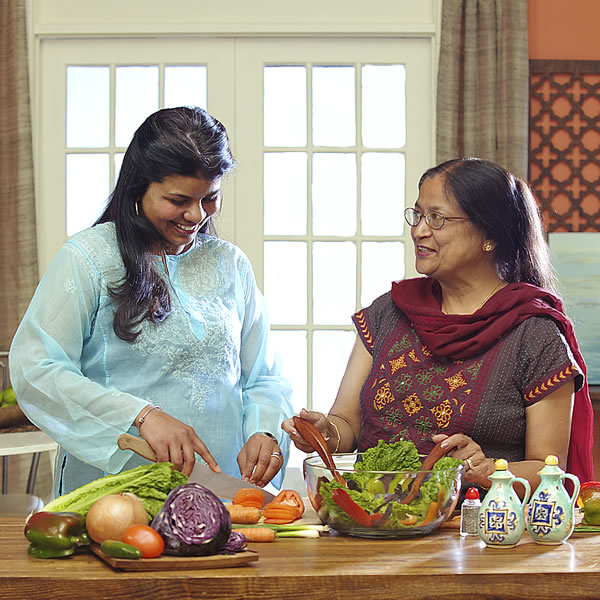 Two women getting along together