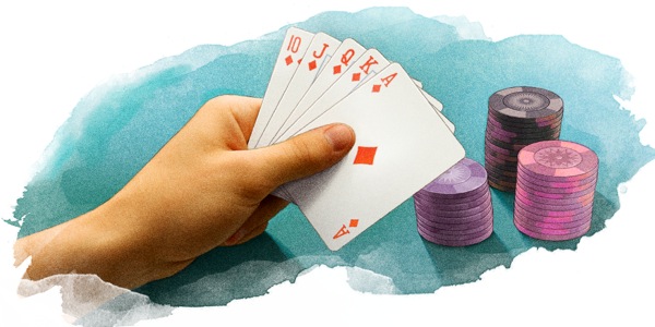Dikush mban në dorë letra bixhozi pranë fishave të pokerit