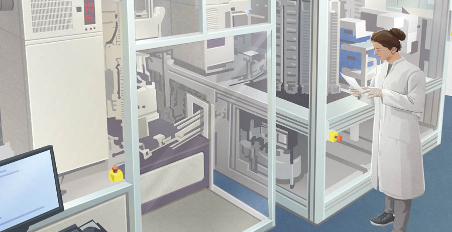 Një shkencëtare pranë Adamit, robotit të projektuar për të studiuar qelizat e majasë.