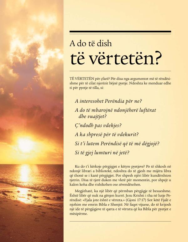 Kopertina e fletushkës A do të dish të vërtetën?