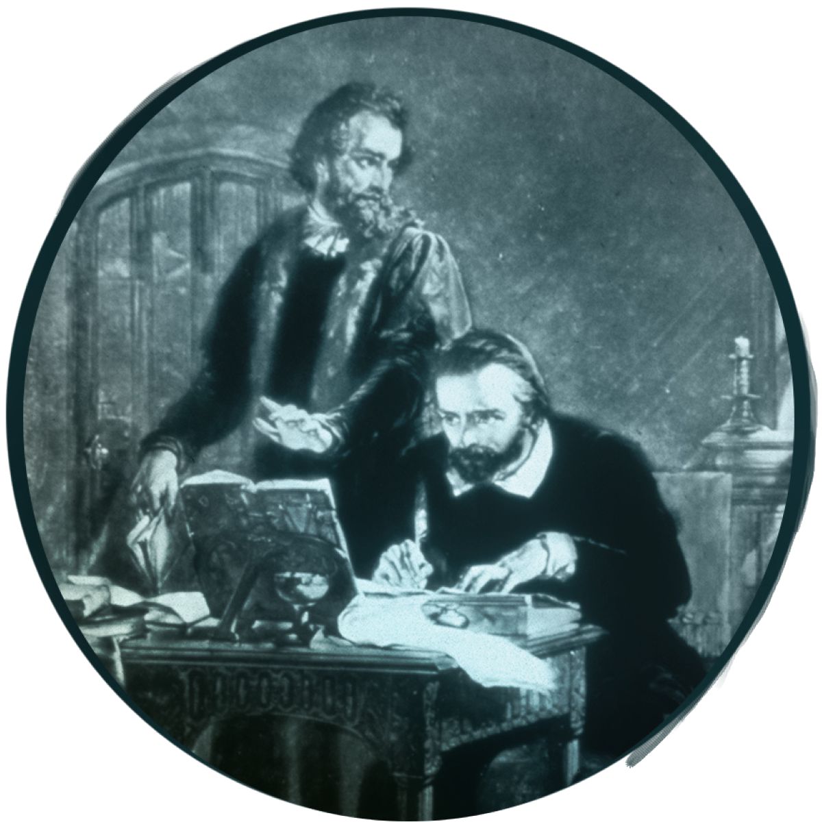 Uilliam Tindali duke përkthyer Biblën.