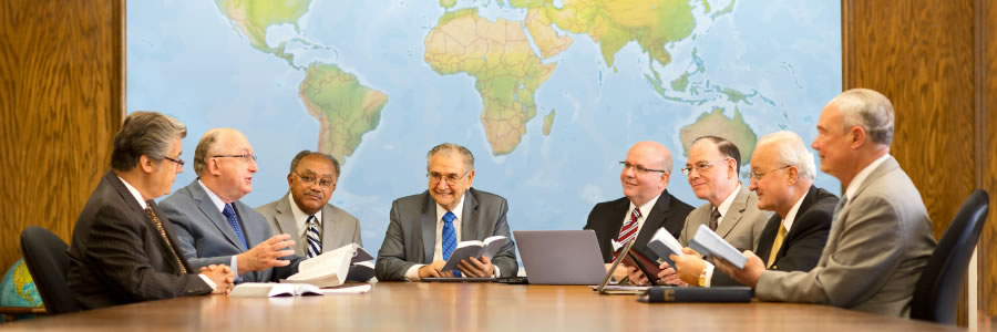 A meeting of the Governing Body of Jehovah’s Witnesses