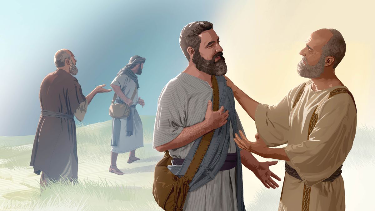 Litšoantšo: 1. Mareka oa itsamaela ha Pauluse a ntse a mo bitsa. 2. Hamorao Pauluse o bua hantle ka Mareka.