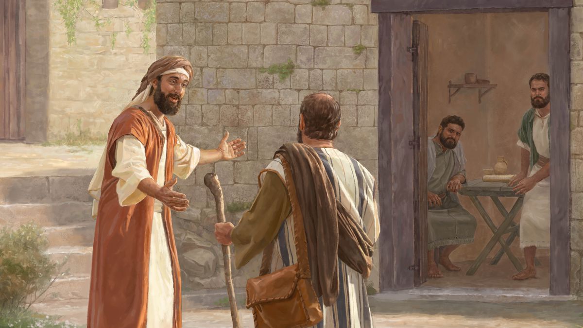 Ka mosa Barnabase o isa Saule hore a il’o kopana le baapostola ba bang ha moapostola e mong. Baapostola ba sheba Saule ka ho mo belaella ha a ba atamela.