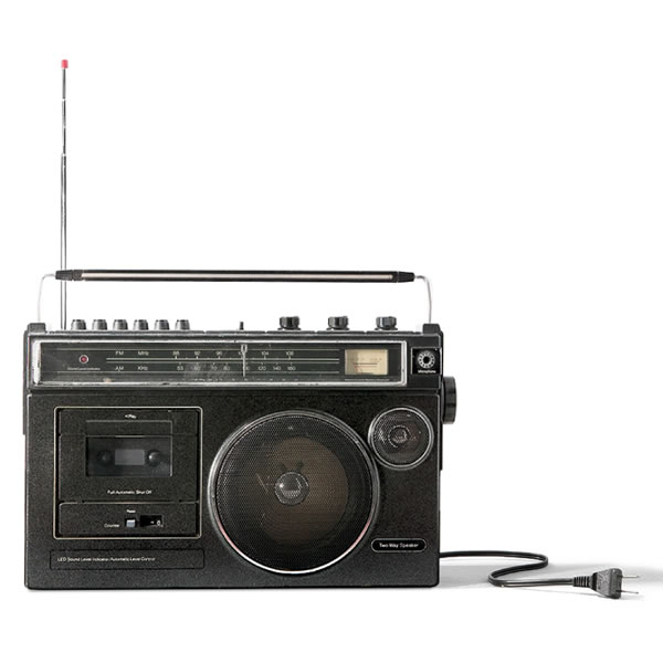 En bärbar radio utan elström eller ström från ett batteri