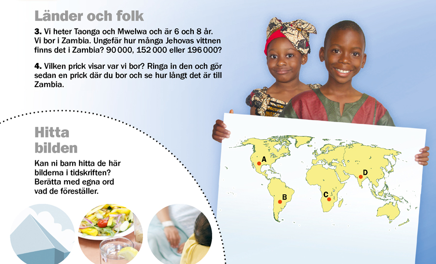 1. Barn från Zambia; 2. Hitta bilden