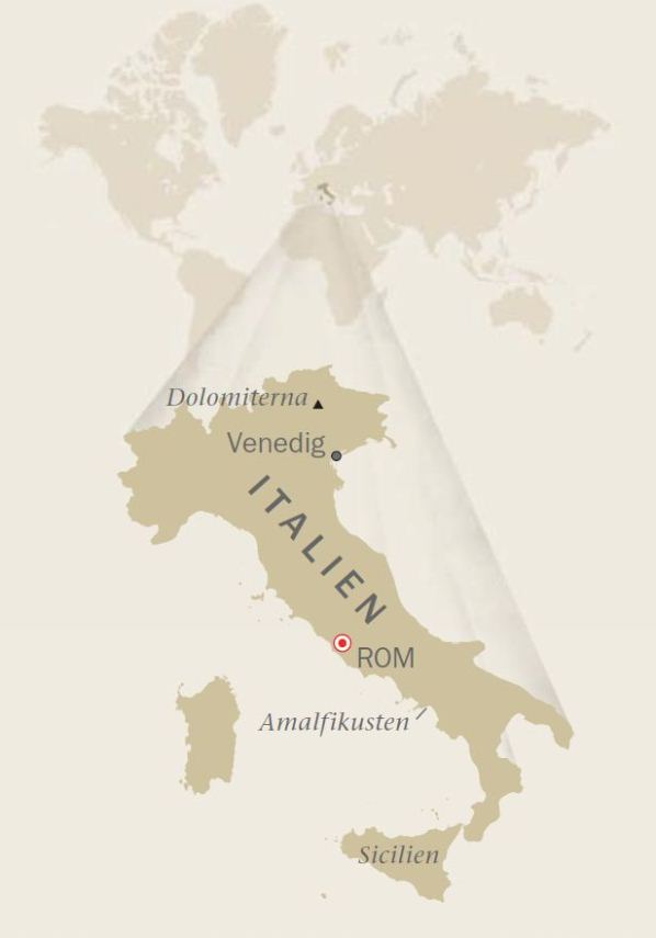 Karta över Italien.