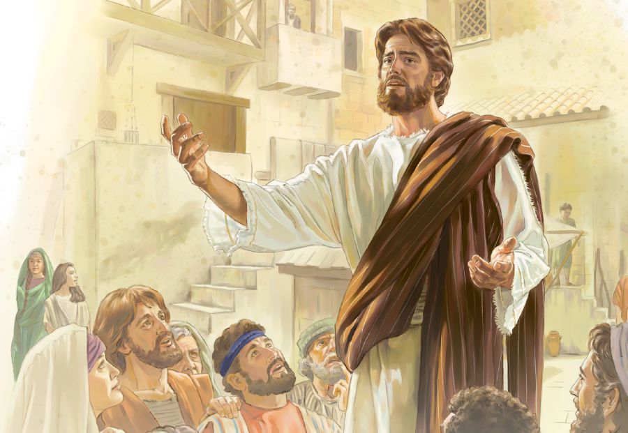 Jesus berättar om Jehova för människor.