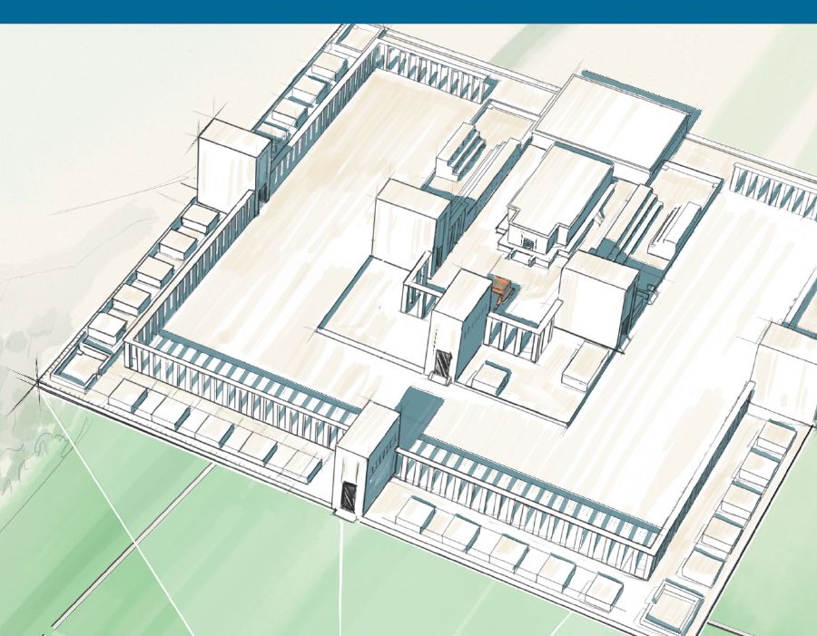 Templet i Hesekiels syn ur ett fågelperspektiv.