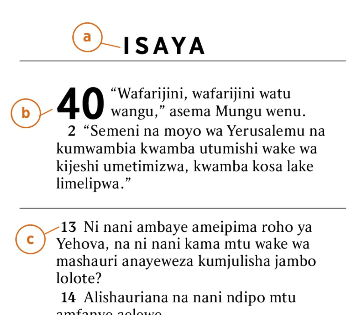 Fungu la maneno katika Biblia linalosaidia kujua a) kitabu cha Biblia, b) sura, na c) mstari