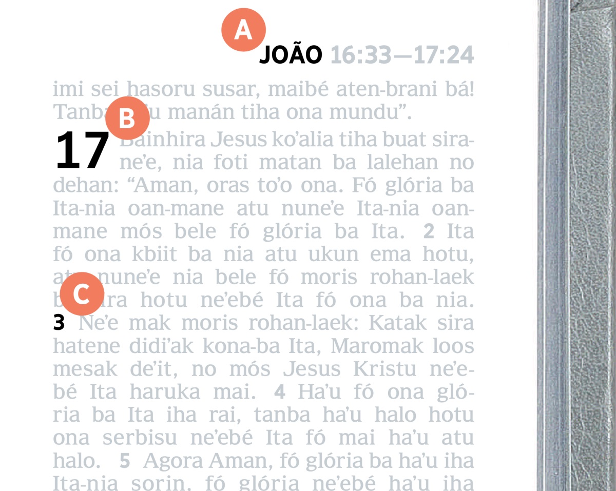 Dezeñu hatudu kona-ba A, B, no C iha pájina neʼebé iha Bíblia laran.