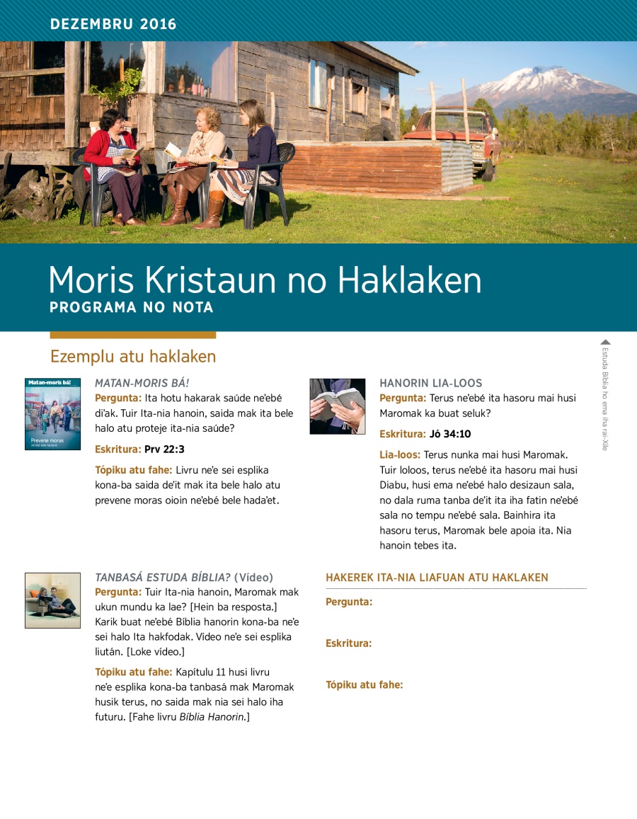 Moris Kristaun no Haklaken—Programa no nota, Dezembru 2016