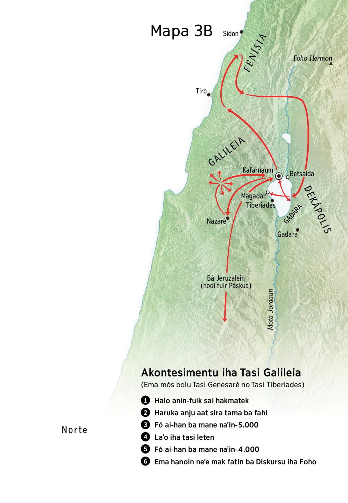 Map of locations related to Jesus’ ministry around Galilee, Phoenicia, and Decapolis