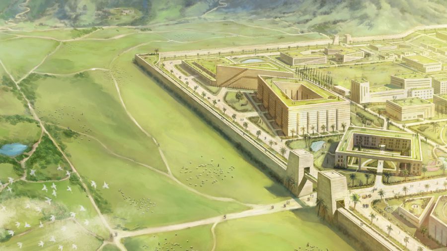 ภาพมุมสูงของเมือง​ที่มีชื่อว่า ‘พระยะโฮวาอยู่ที่นั่น’