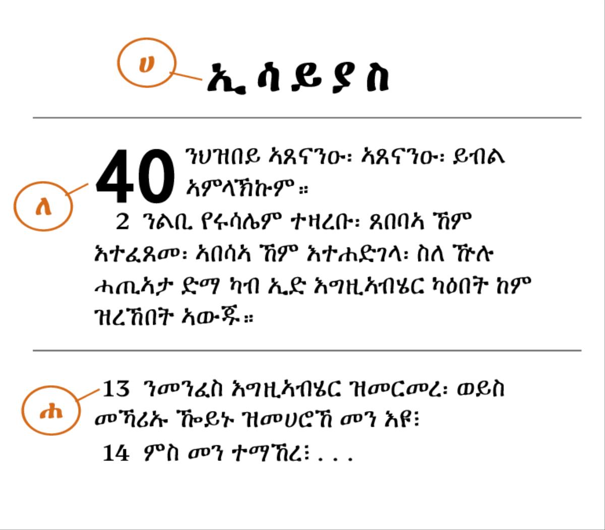 ሀ)ንመጽሓፍ፡ ለ) ንምዕራፍ፡ ሐ) ንፍቕዲ፡ ዜርኢ ምልክት እተገብረሉ ኽፋል መጽሓፍ ቅዱስ