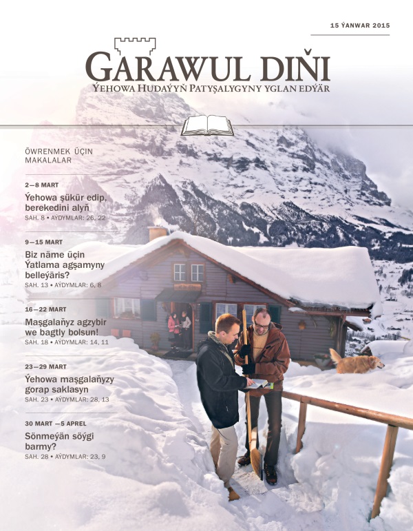 «Garawul diňi» žurnalynyň daşky sahypasy, 15 ýanwar 2015