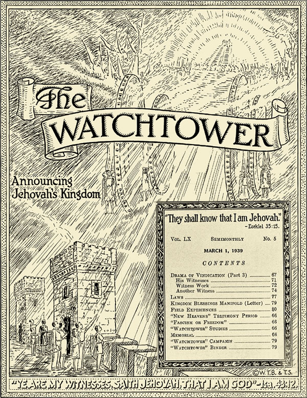 Pabalat ng magasing The Watchtower, Marso 1, 1939