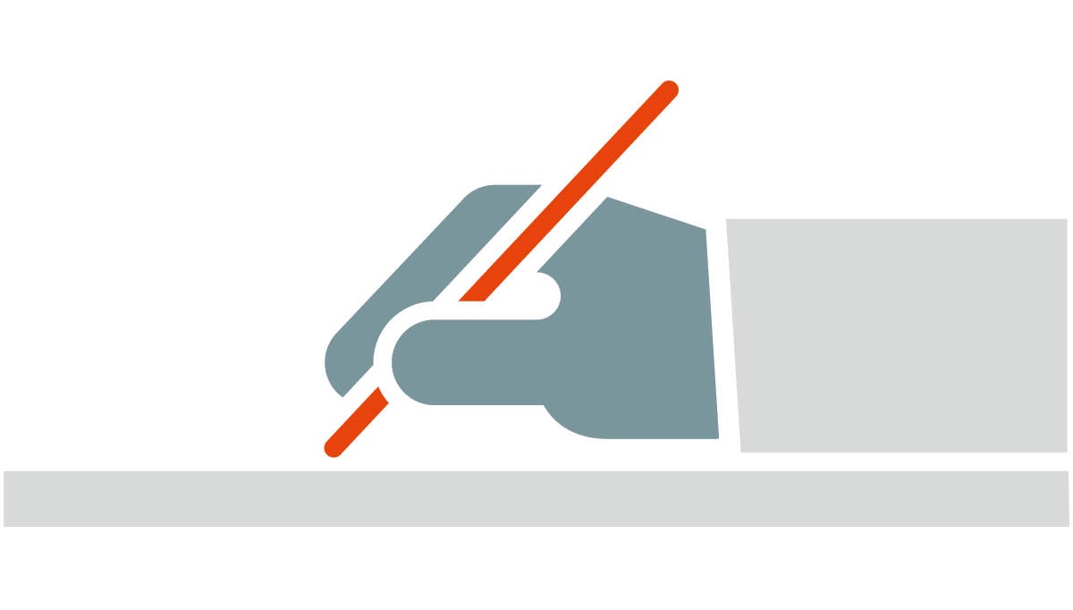 Icon ng kamay ng isang manunulat
