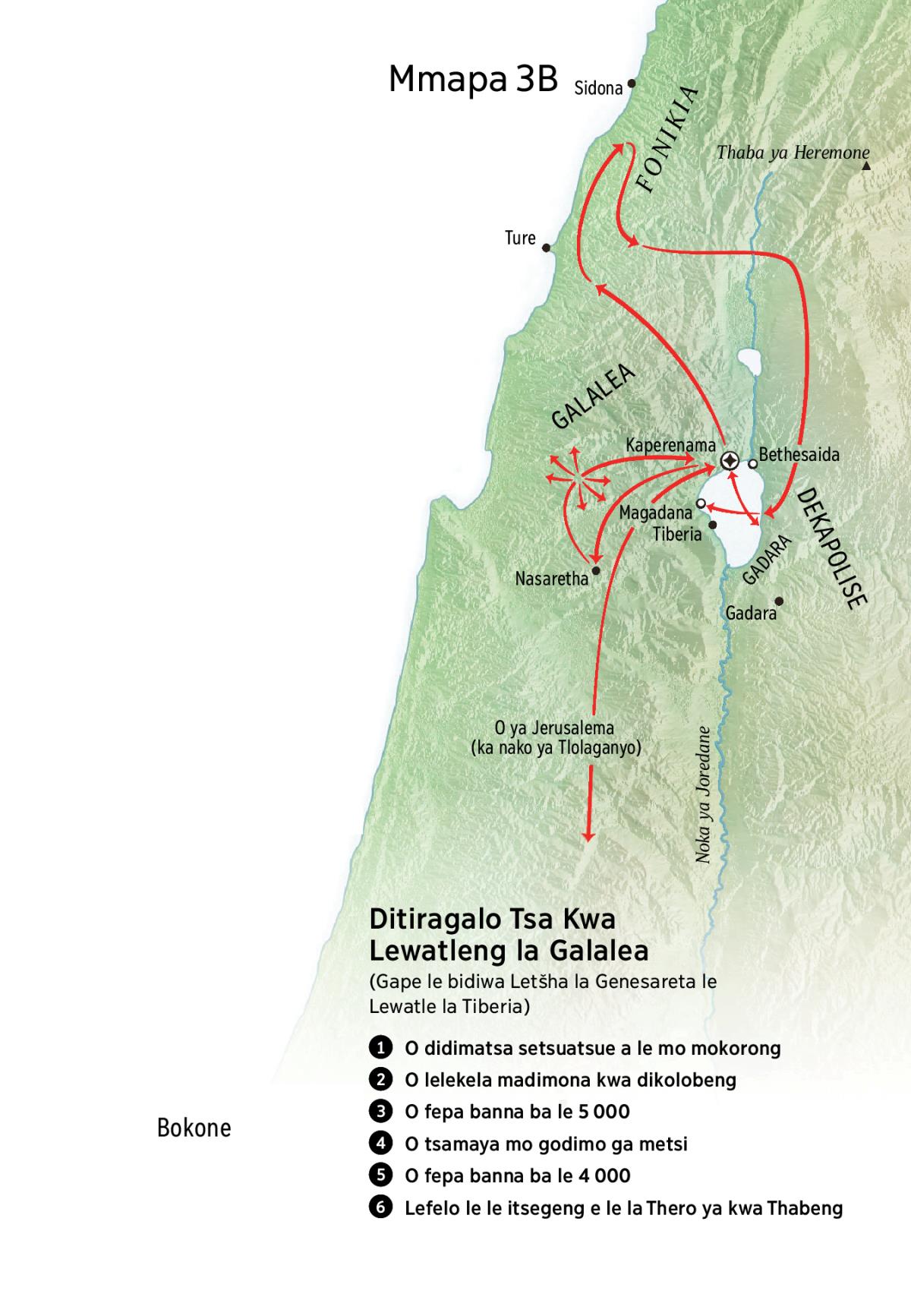 Mmapa wa mafelo a Jesu a neng a dira bodiredi jwa gagwe mo go one gaufi le Galalea, Fonikia le Dekapolise