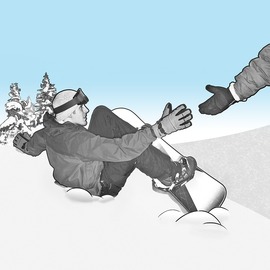 Düşmüş bir snowboardcu