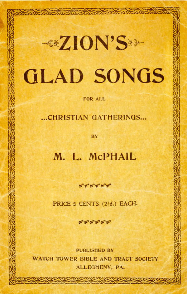 Zion’s Glad Songs of the Morning” (Sion’un Sevinçli Sabah İlahileri) kitabının kapağı, 1900