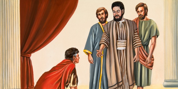 Elçi Petrus Romalı yüzbaşı Kornelius’a önünde eğilmemesini söylüyor