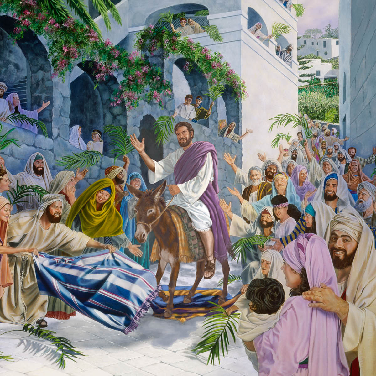 Yesu naagendera ha mwana gw’endogoya obu abantu abasemeriirwe nibaara ebijwaro byabo ebya haruguru hamu n’amataagi g’emikindo omu muhanda.