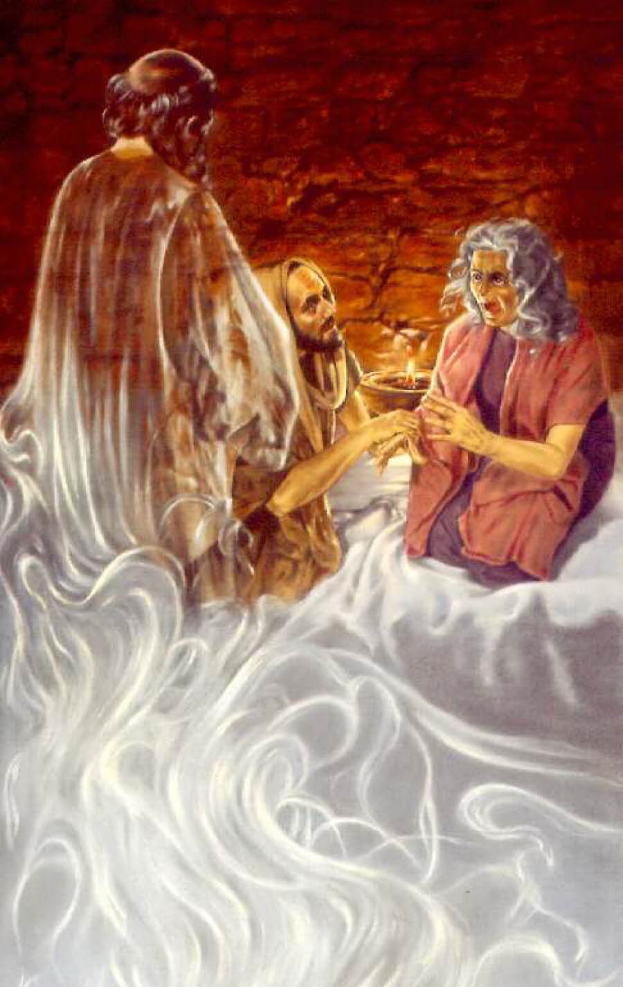 Bere a Saul kɔsraa ɔkɔmfo bea bi wɔ Endor no, honhommɔne bi yɛɛ ne ho sɛ Samuel