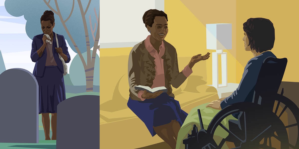 Ɔbea bi gyina asiei resu; ɔbea bi a ɔte mmubuafo akongua mu retie Bible mu asɛm