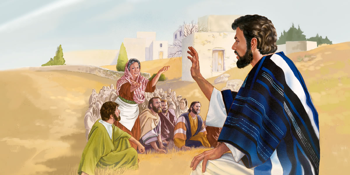 Iesu e faaafaro ra i te parau a te hoê vahine tei faahanahana ia Maria, to ˈna metua vahine