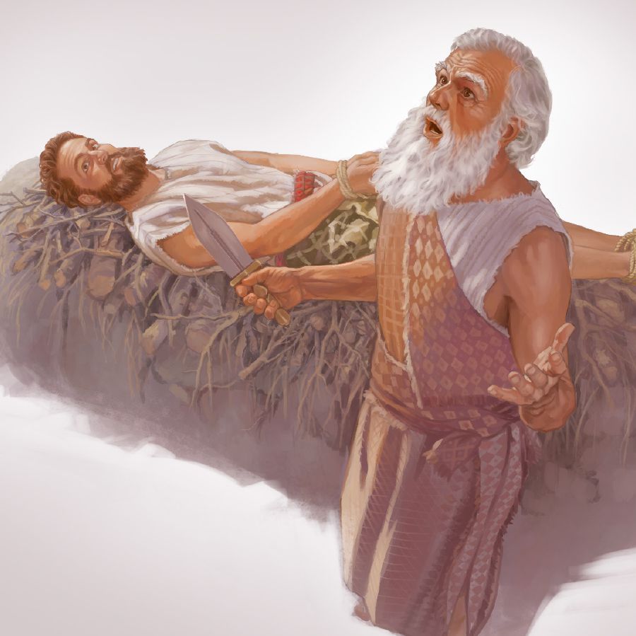 Ua taamuhia Isaaka, ua tuuhia oia i nia i te fata e te tapea ra Aberahama i te hoê tipi