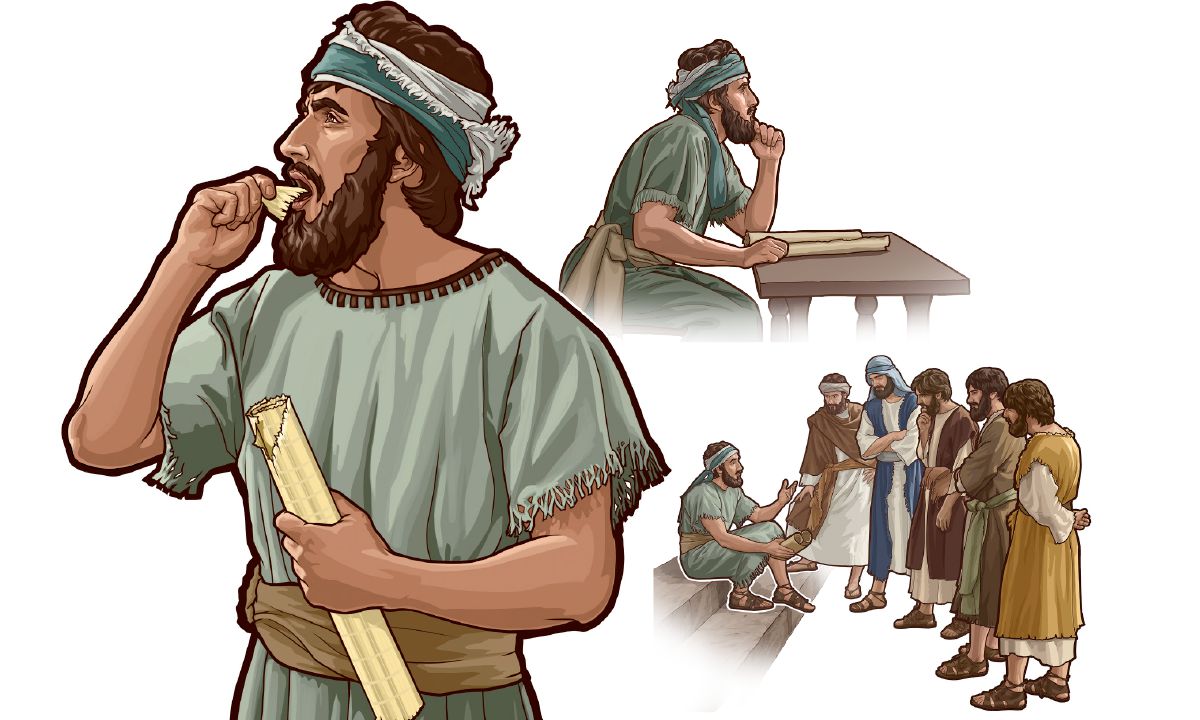 I muri aˈe i to Ezekiela amuraa i te otaro o te faahohoˈa ra i te poroi a te Atua, e paraparau oia i te mau tane no Iseraela