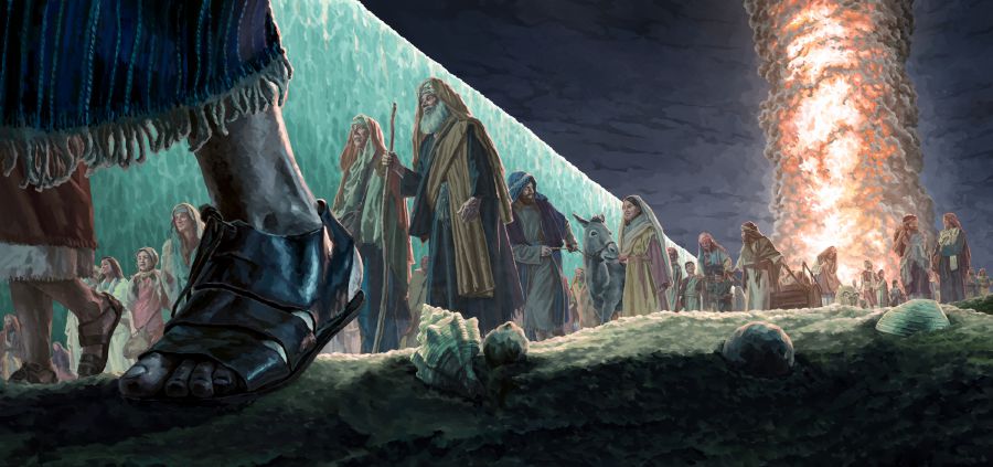 I te miti Uteute, ua haere te mau Iseraela na nia i te e‘a papu e ua arataihia ratou e te maramarama auahi i te po