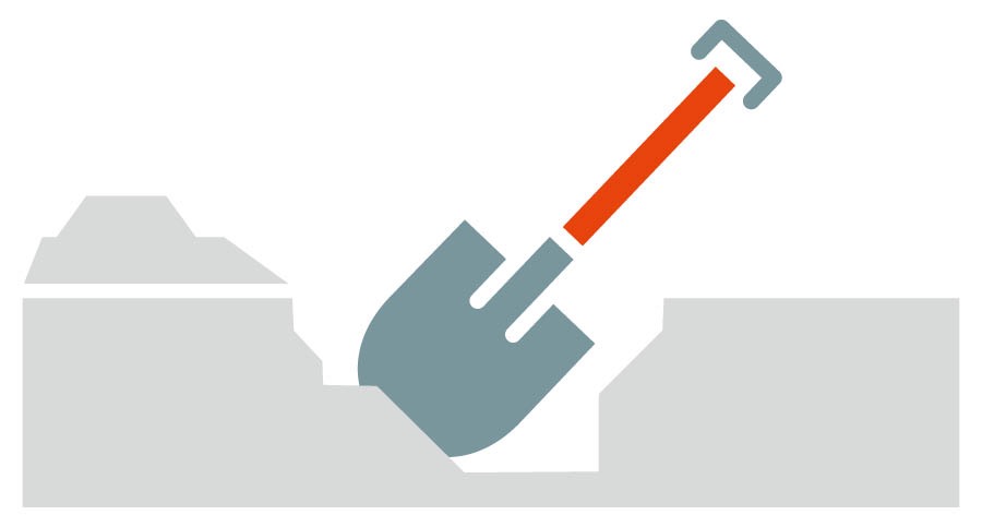 Стилізоване зображення лопати з грудами землі