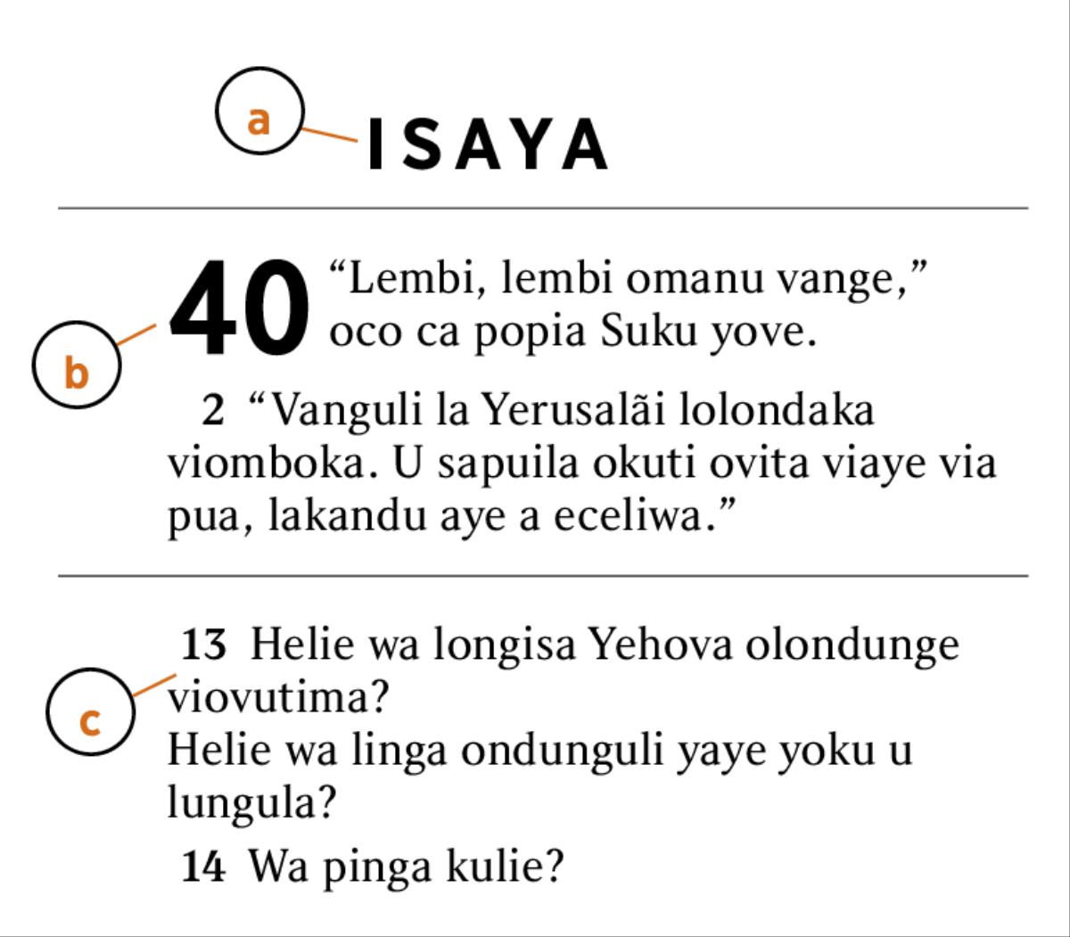 Ocinimbu cimue Cembimbiliya ca kapiwa ondimbukiso oco ci kuatise oku limbuka a) elivulu Liembimbiliya, b) ocipama, kuenda c) ocinimbu
