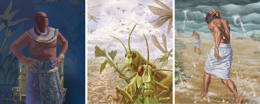 مصریوں پر آنے والی ساتویں، آٹھویں اور نویں آفتیں یہ تھیں:‏ اَولے برسے، ٹڈیاں پھیل گئیں اور اندھیرا چھا گیا۔‏