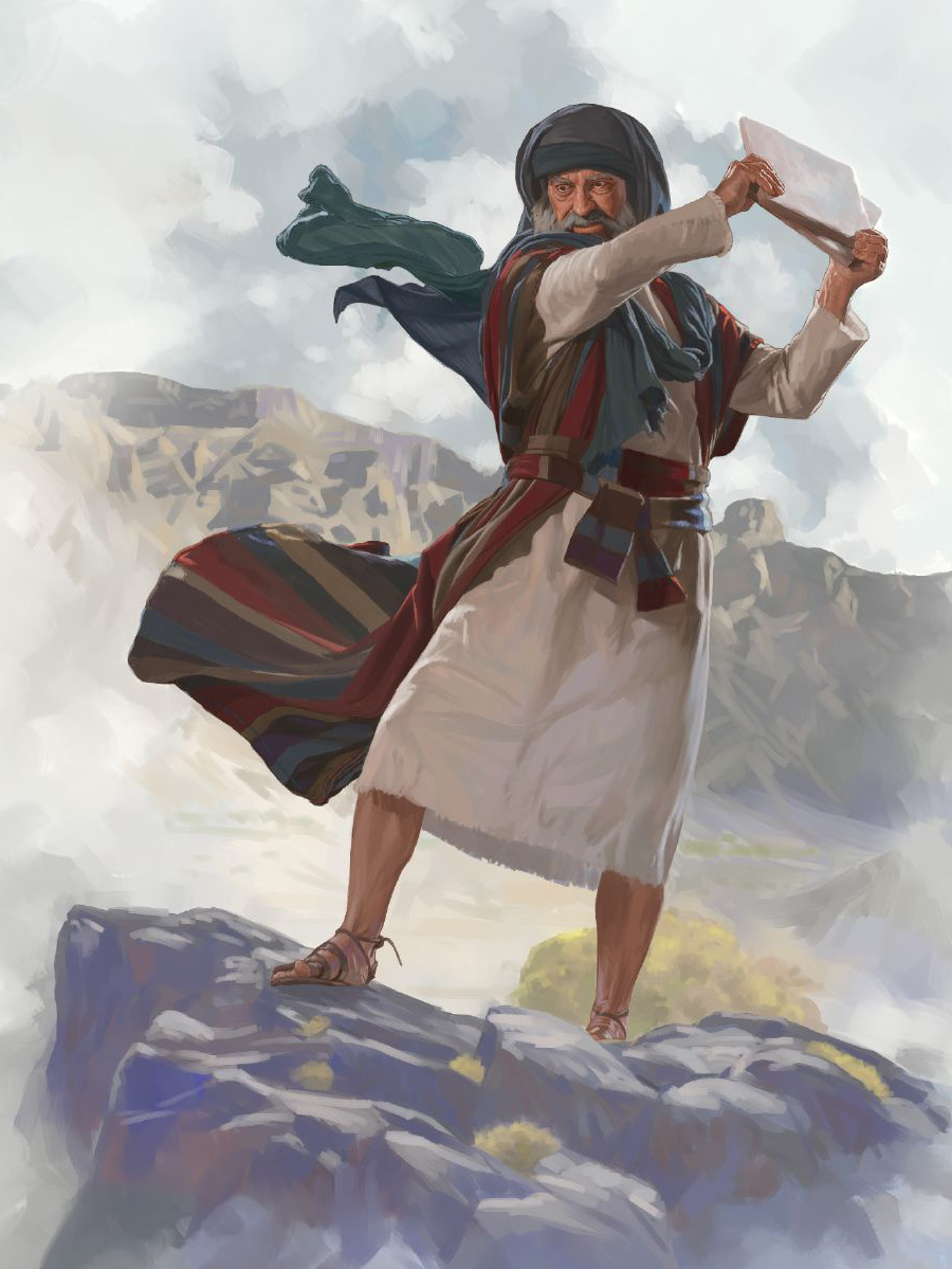 موسیٰ پتھر کی تختیاں زمین پر پھینک رہے ہیں۔‏