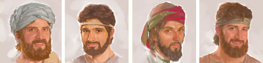 حلفئی کے بیٹے یعقوب، یہوداہ اِسکریوتی، تدی، شمعون