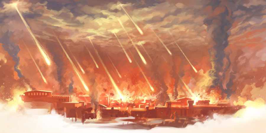 سدوم اور عمورہ پر آگ اور گندھک کی بارش برس رہی ہے۔‏