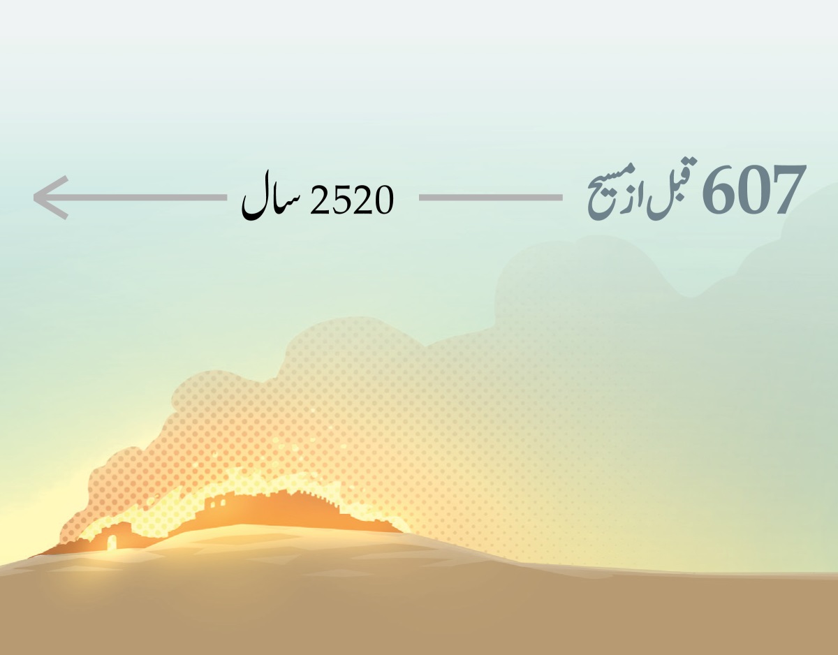 سن 607 قبل‌ازمسیح میں یروشلیم کی تباہی کا منظر۔ اِس تباہی کے بعد 2520 سال گزر جاتے ہیں۔‏