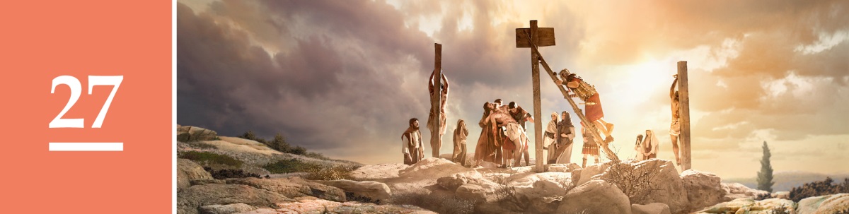 سبق نمبر 27.‏ یسوع مسیح کی لاش کو سُولی سے اُتارا گیا ہے۔‏