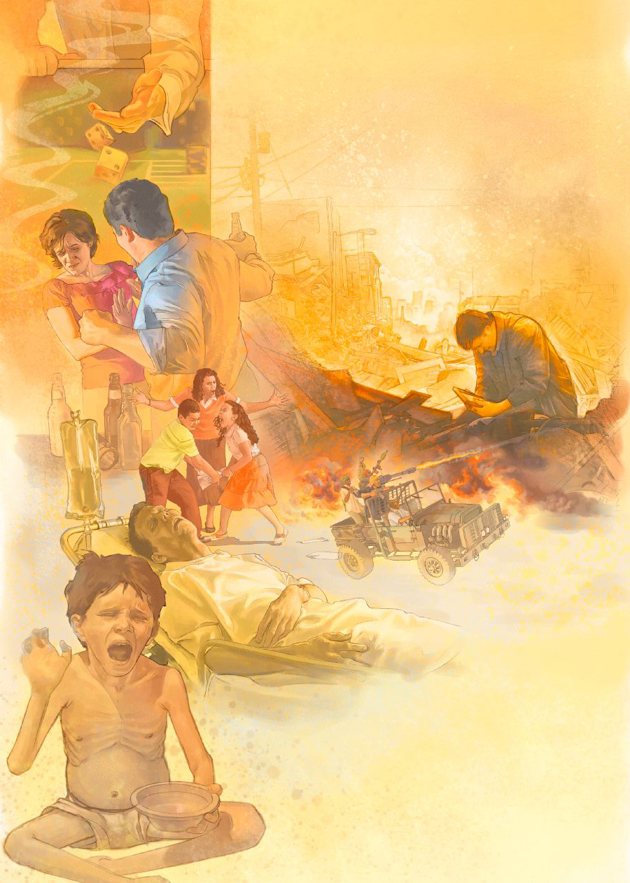 آخری زمانے میں بُرے حالات—‏جُوئے‌بازی، جنگیں، بیماریاں، خوراک کی کمی، نافرمان بچے اور گھریلو تشدد