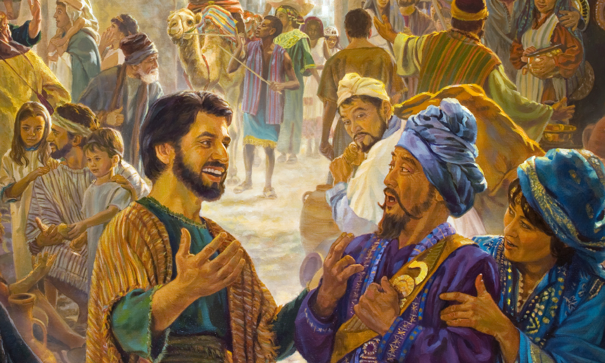 عیدِپنتِکُست پر ایک مسح‌شُدہ مسیحی مختلف قوموں کے لوگوں کو ”‏بادشاہت کی خوش‌خبری“‏ سنا رہا ہے اور یوں ”‏نبوّت“‏ کر رہا ہے۔‏