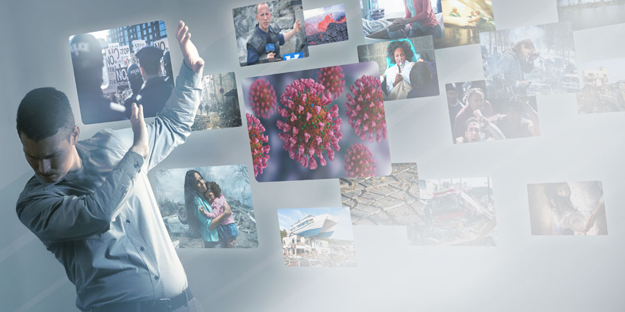 ایک آدمی پریشان کر دینے والی خبروں سے مُنہ موڑ رہا ہے۔ وہ جنگوں، بیماریوں، غریبی، دنگے فسادوں اور بہت سی اَور دل دہلا دینے والی خبروں کی بوچھاڑ سے پریشان ہو گیا ہے۔‏