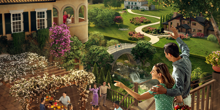 ایک شادی‌شُدہ جوڑا فردوس میں ہے اور دُور سے ہاتھ ہلا کر اپنے دوستوں سے سلام دُعا کر رہا ہے۔‏