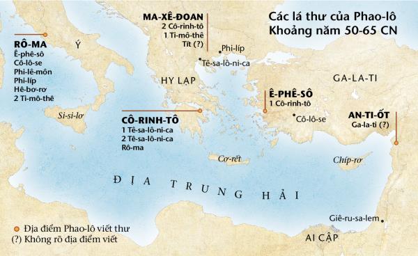 Bản đồ vị trí Phao-lô viết các thư